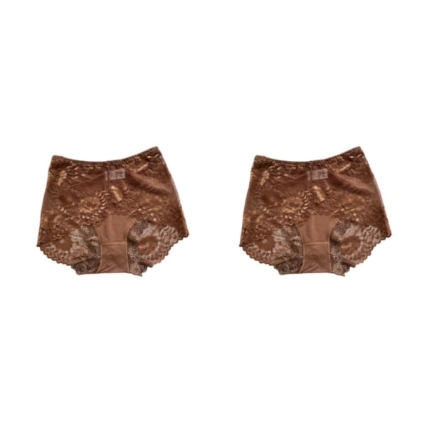 1/2/3/5 Summer Women Hollow Design Sexiga Underkläder Spets Mesh Coffee L 2PCS