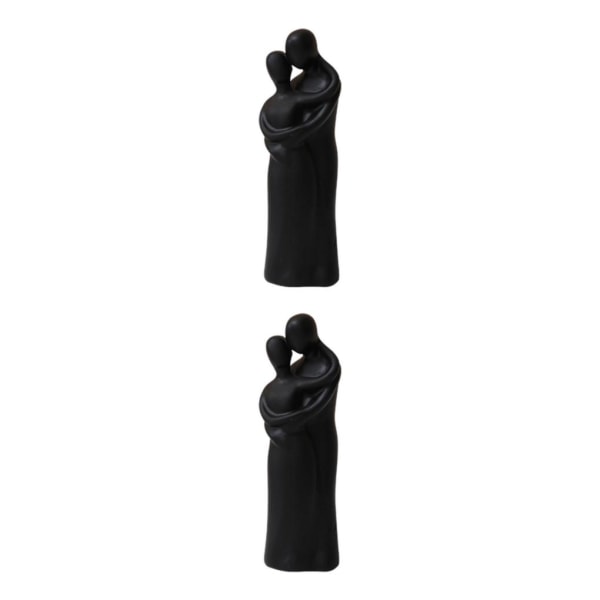 1/2 Resin Familj Par Statyett Skulptur Skrivbordsdekoration Fall in love Black Medium 2Set