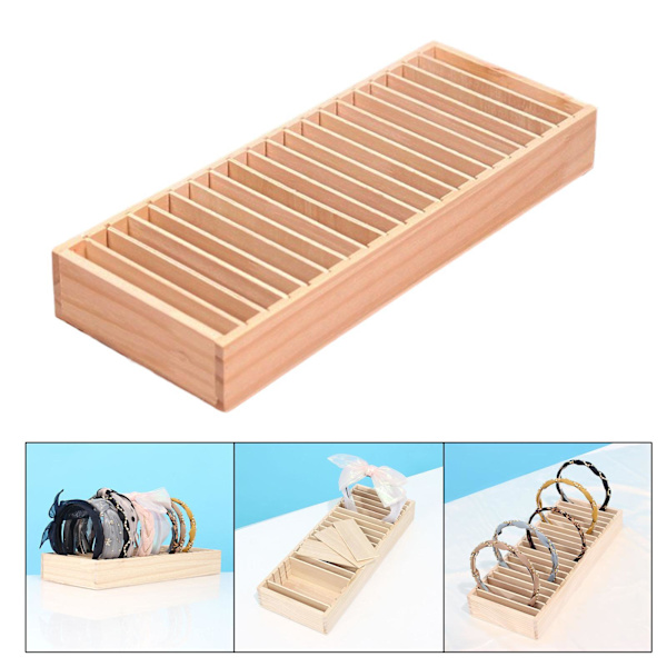Trä Pannband Hållare Armband Förvaring Display Box Lättvikt