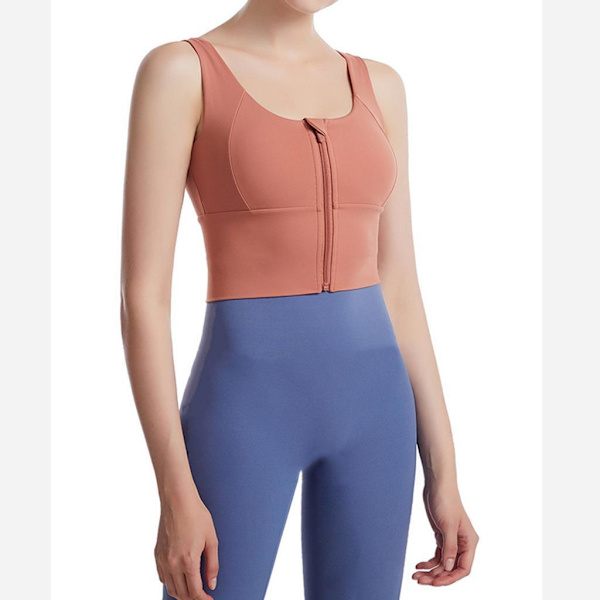 1/2/3 Womens Front Zip Sport BH För bekväma vadderade Shapewear Orange L 1Set
