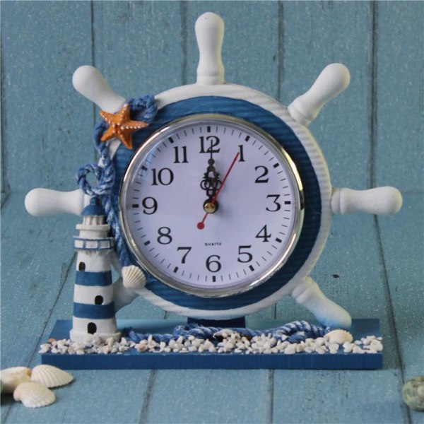 1/2 trä nautisk båtratt Time Clock Bordsdekor 1Set