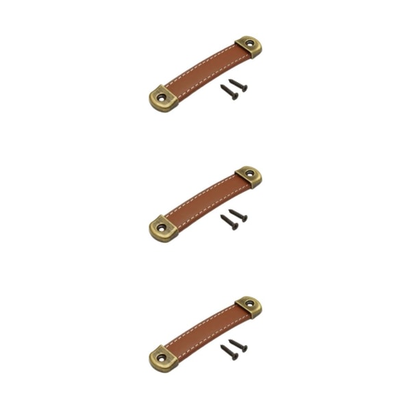 2/3/5 PU-läder Bagagehandtag Handtag Byt ut skåpdrag Khaki Brown 12.2x2.4x1.1cm 3Set
