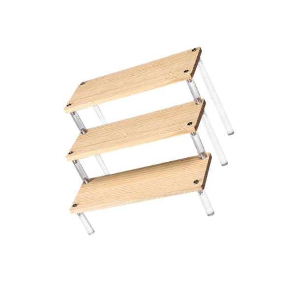 1/2/3 Display Stand Förvaringshållare för samlarobjekt Figurdocka Wood 3 Tiers 1Set