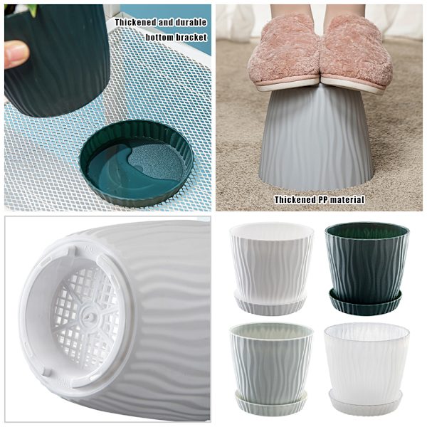 1/2/3/5 lätta och bärbara blomkrukor för inomhus och green L pot+L tray 1Set