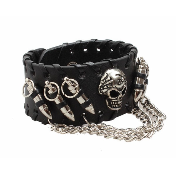 1/2 unisex svart skeleton skallehuvud gotisk punkrockarmband 1Set