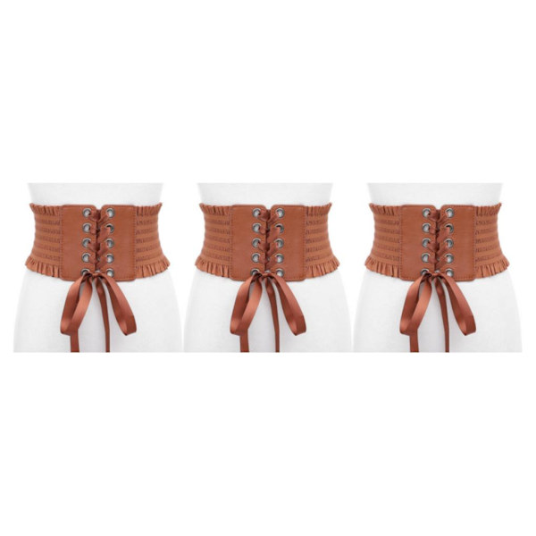 1/2/3/5 Dam Charm Midjeband Bred underbyst Cosplay Strechy rosett Light Brown Type A 3Set