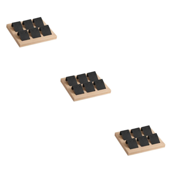 1/2/3 trä örhängeskorthållare med bricka för smycketillbehör 6 Pair Black 3Set