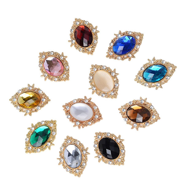 11x Buttons Flatback Decor Strass för DIY-kläder Accs
