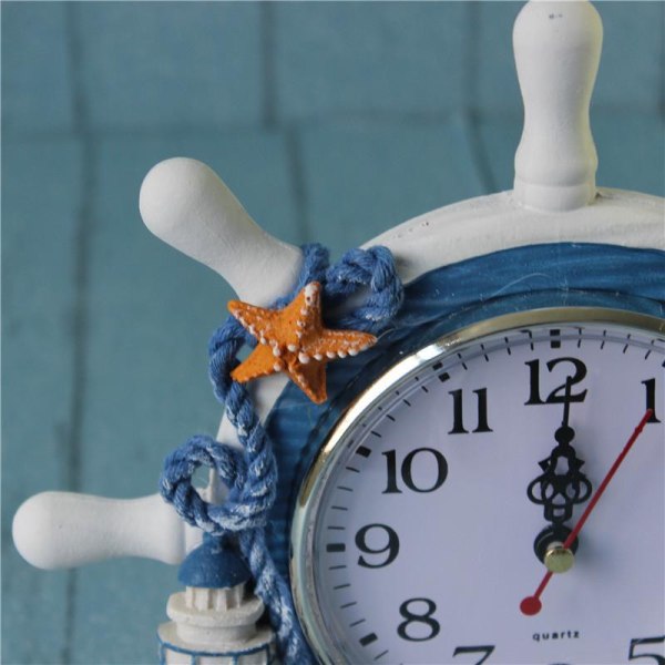 1/2 trä nautisk båtratt Time Clock Bordsdekor 1Set