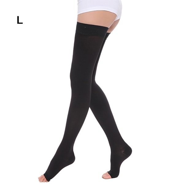 1/2/3 Trendiga och moderiktiga över knästrumpor för Open Toe-black L 1Set