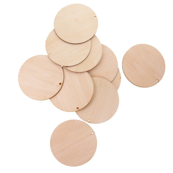 1/2/5 runda oavslutade bitar skiva med hål för konst DIY Wood 120mm 10 Pcs 1Set