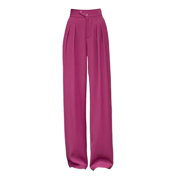 1/2/3/5 Womens Wide Leg Byxor Raka Ben Högmidjat kontor Red L 1Set