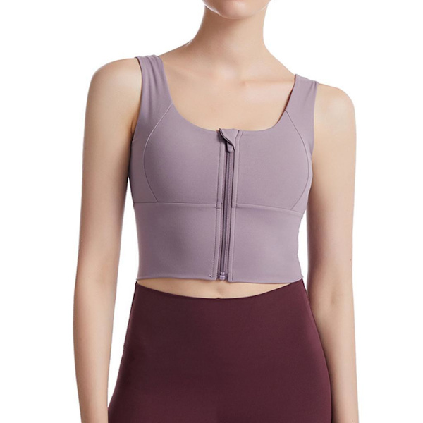 1/2/3 Womens Front Zip Sport BH För bekväma vadderade Shapewear Light Violet XL 1Set