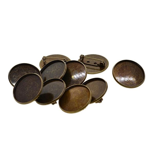 1/5 10 st 25 mm broschtillverkning av tomma cabochonramsinställningsbrickor Bronze 1Set