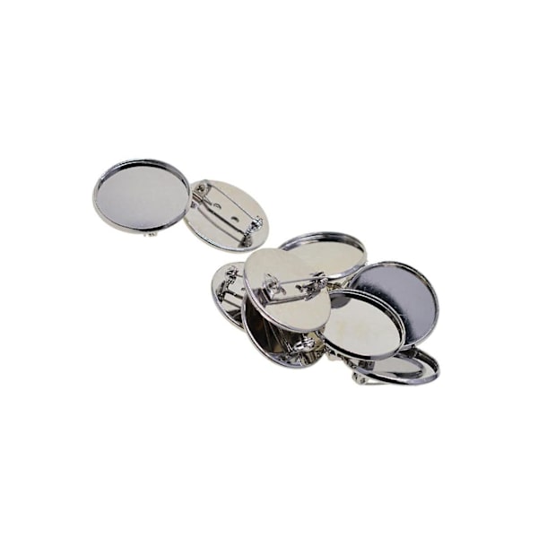 1/5 10 st 25 mm broschtillverkning av tomma cabochonramsinställningsbrickor Silver 1Set