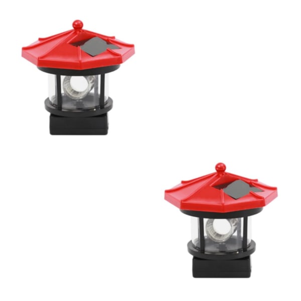 1/2 Solar Lighthouse Roterande Lampa LED Solar Light Garden Yard Red 3.7 x 3.7 Inch 2Set