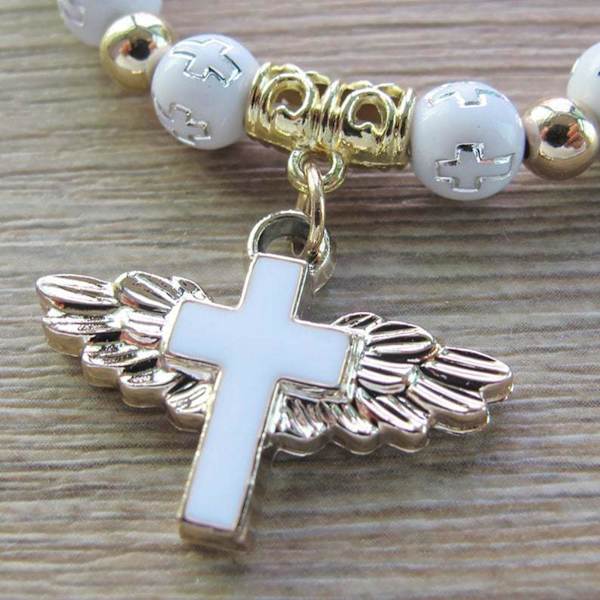 1/2/3/5 Angel Wing Cross Armband för 1:A nattvardsdedikation 1Set