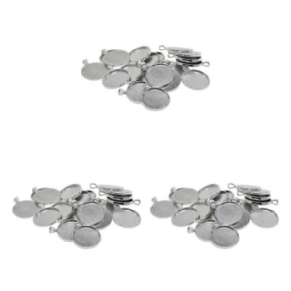 1/2/3/5 20x Runt hängande Blank Cabochon Basinställning DIY Silver 30mm 3Set