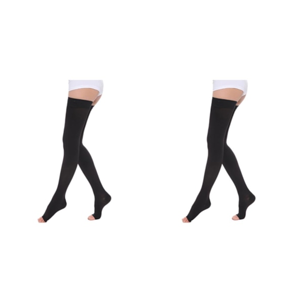 1/2/3 Trendiga och moderiktiga över knästrumpor för Open Toe-black M 2Set
