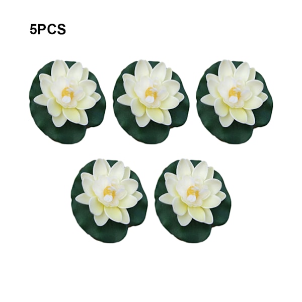 1/2 5-delad konstgjord Lotusblomma Realistiska Float Foam Lotus milky white 1Set