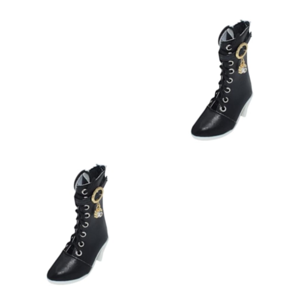 1/2/3 Högklackade Skor Modekläder för 1/3 För BJD Doll Black 7.5 x 3 x 7.5cm 2Set