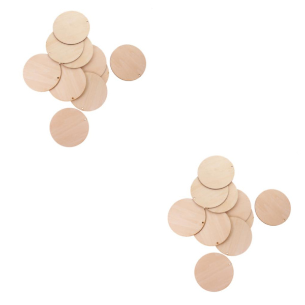 1/2/5 runda oavslutade bitar skiva med hål för konst DIY Wood 100mm 10 Pcs 2Set