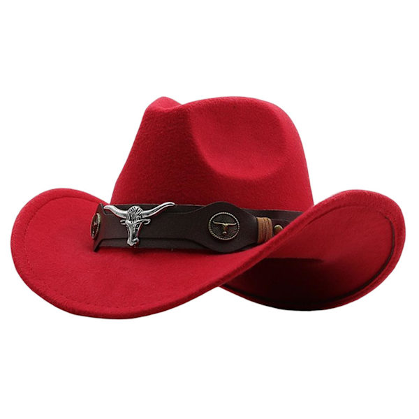 Cowgirlhatt Andas Casual Cowboyhatt för kvinnor män höst Red 56cm-58cm