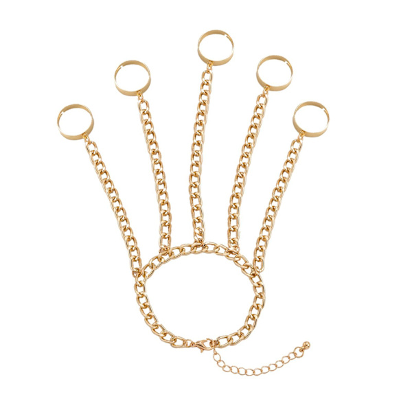 1/5 mode handled kedja legering punk ringar armband smycken gåva Gold 16cm + 5cm 1Set