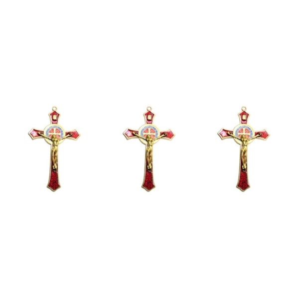 1/2/3/5 Zinklegering Väggkrucifix Cross Jesus Statue Staty Red 12x7cm 3Set
