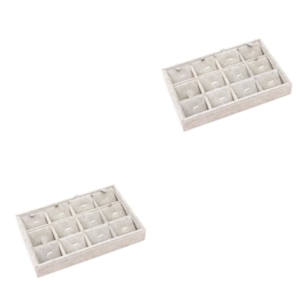 1/2/3/5 Stapelbar smyckesbricka Multipurpose Portable Velvet för Flannel White 12 Grids 2Set
