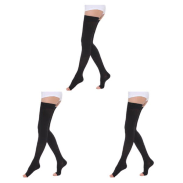 1/2/3 Trendiga och moderiktiga över knästrumpor för Open Toe-black L 3Set