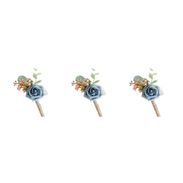 1/2/3/5 Stabilt fixerade konstgjorda bröllopsblommor Boutonniere För Morandi Blue 3PCS