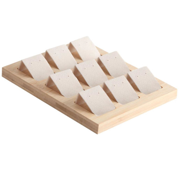 1/2/3 trä örhängeskorthållare med bricka för smycketillbehör 9 Pair Cream 1Set