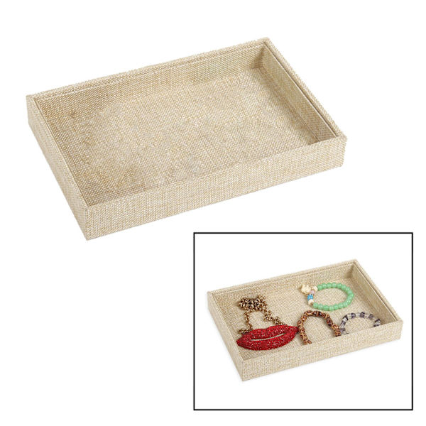 1/2/3/5 Stapelbar smyckesbricka Multipurpose Portable Velvet för Jute Beige 227x146x31mm 5Set