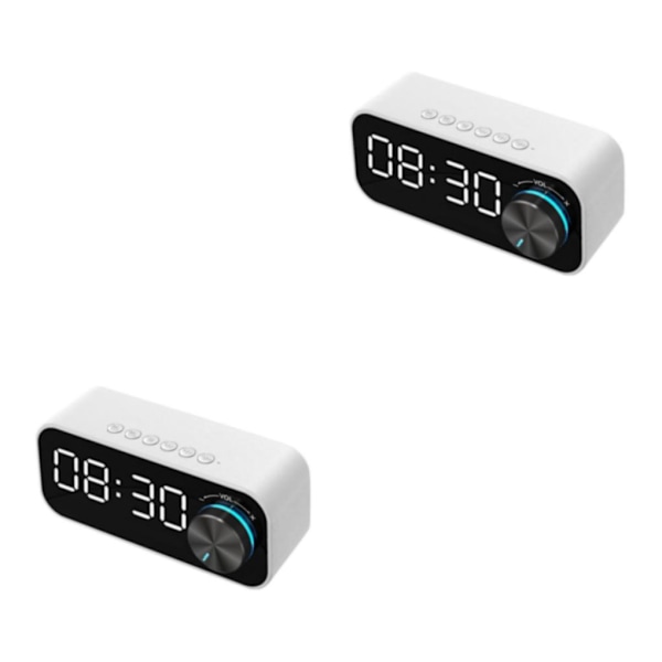 1/2/3/5 Dubbel väckarklocka Bluetooth spegel med stereohögtalare White 14.2x4.5x6cm 2Set