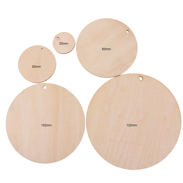 1/2/5 runda oavslutade bitar skiva med hål för konst DIY Wood 100mm 10 Pcs 5Set