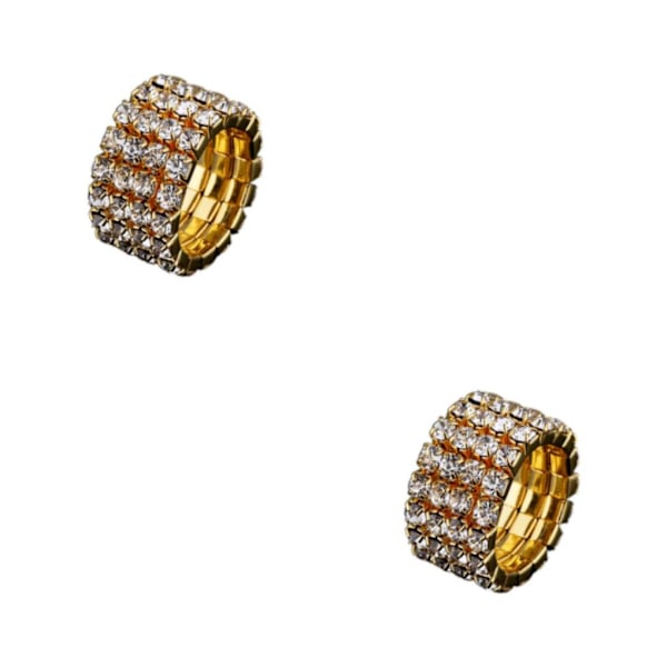 1/2/3/5 Stretch Crystal Ring Utsökt inläggning för Elegant golden 4 rows 2PCS