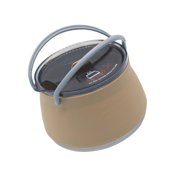 1/5 hopfällbar Camping Silikon Cook Pot Travel hopfällbar vattenkokare Khaki 5PCS