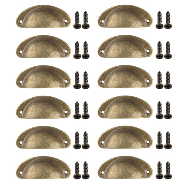 1/2/3/5 12x Koppdrag Skåp Kommod Shell Draw Låda Handtag Yellow Bronze 15x15x5cm 1Set