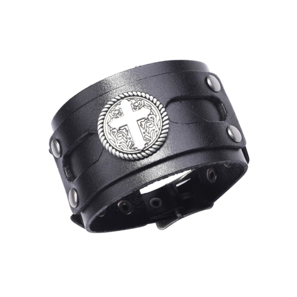 1/2/3/5 PU-lädermanschett Armband Armbandsspänne Steampunk Black 27.5x5CM 5Set