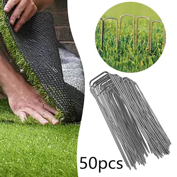 50x Stål U-formade Trädgårdspinnar För Pins for Lawn För Grass 2.8x25x150mm