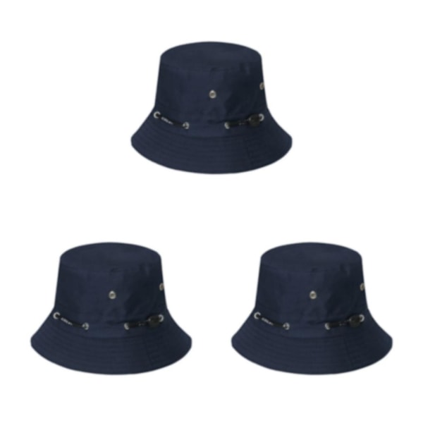1/2/3/5 Bekväm och andningsbar fiskarehatt för sol navy blue 58cm 3PCS