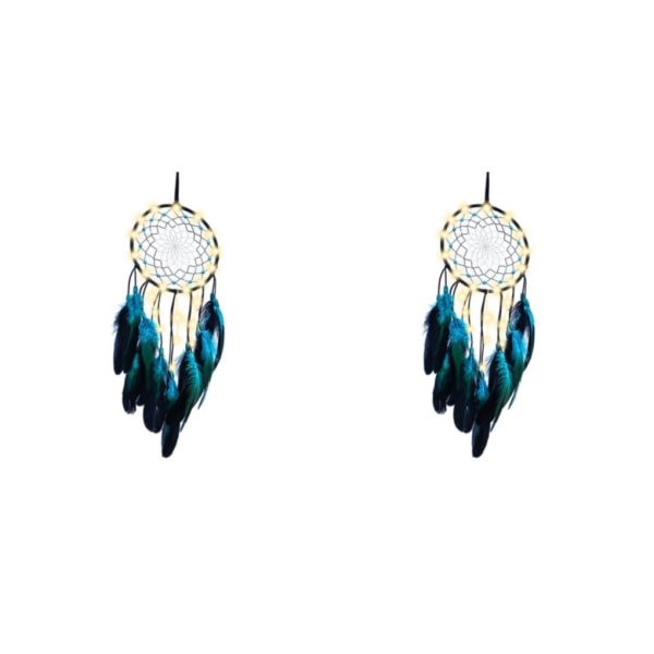 1/2 Bohemian För Dream Catcher Fjäder Vägghängande With Light Length 50cm 2Set