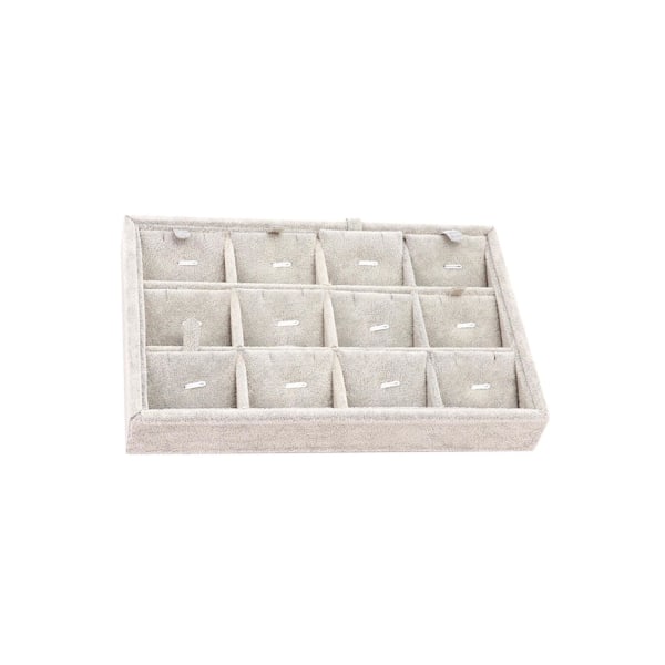 1/2/3/5 Stapelbar smyckesbricka Multipurpose Portable Velvet för Flannel White 12 Grids 2Set