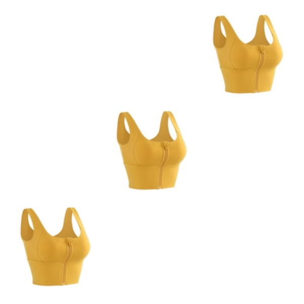 1/2/3 Womens Front Zip Sport BH För bekväma vadderade Shapewear Yellow S 3Set