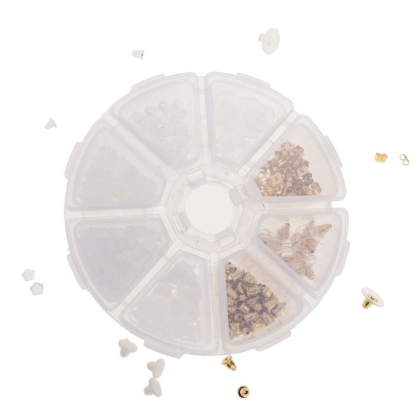 1/2/3 Boxed Earring Back Örhänge Backing Kit 550st 10 stilar gold 400 Pcs 8 Style 1Set