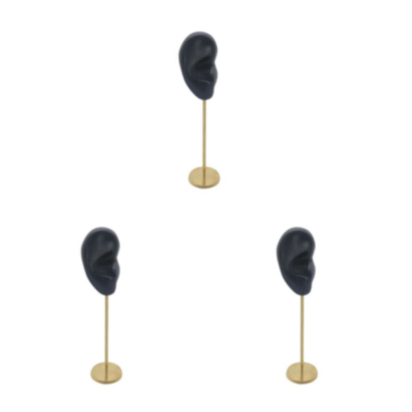1/2/3 Örhänge Display Stand Human Ear Model Stud Holder Showcase Right Ear Black Height: 18cm 3Set