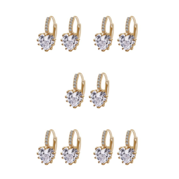 1/2/3/5 Lyx Hoop örhängen för kvinnor Hjärtformad strass style 1 5Set