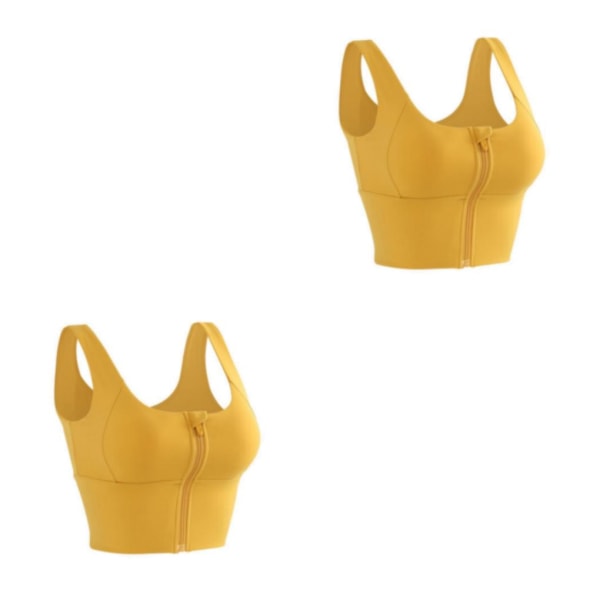 1/2/3 Womens Front Zip Sport BH För bekväma vadderade Shapewear Yellow L 2Set