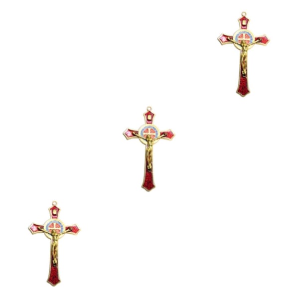 1/2/3/5 Zinklegering Väggkrucifix Cross Jesus Statue Staty Red 12x7cm 3Set